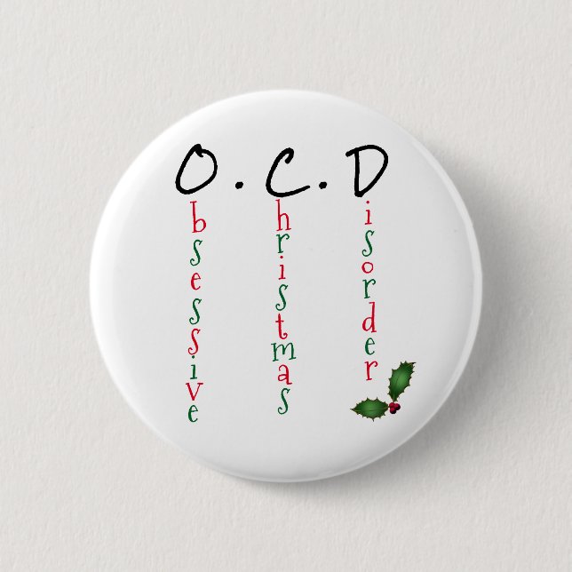 Zwanghafte Weihnachtsstörung Feiernder lustiger Fl Button (Vorderseite)