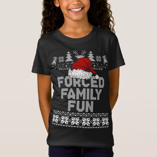 Zwangs Familie Weihnachten Spaß Sarcastic Funny Sa T-Shirt (Vorderseite)