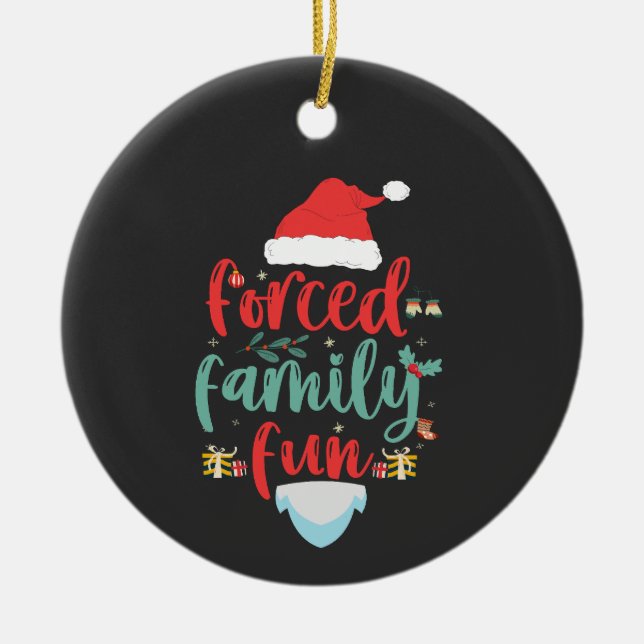 Zwangs Familienspass Funny Christmas Matching Gesc Keramik Ornament (Vorne)