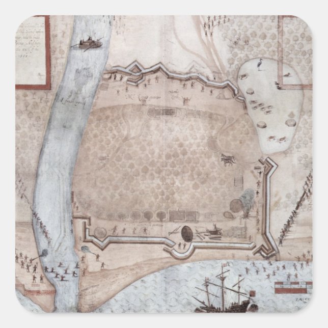 Zwangscampingplatz, Puerto Rico Quadratischer Aufkleber (Vorderseite)