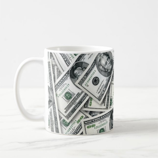 Zwanzig-Dollar-Schein-Geldmuster Kaffeetasse (Links)