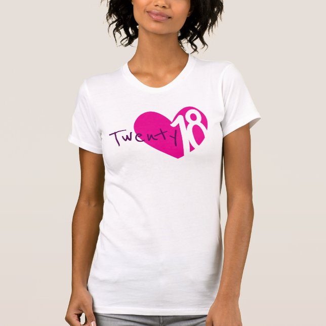 Zwanzig Lieben rosa Herz 2018 Damen T - Shirt (Vorderseite)