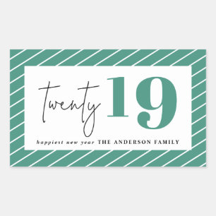 Zwanzig mutiges grafisches neues Jahr Rechteckiger Aufkleber