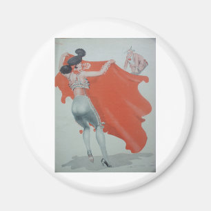 Zwanzigerjahre Dame Bullfighter Holds Them Off Magnet