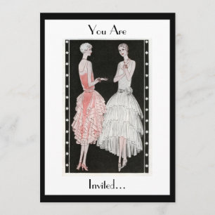 Zwanzigerjahre elegante Schwarzweiss-Party Einladung