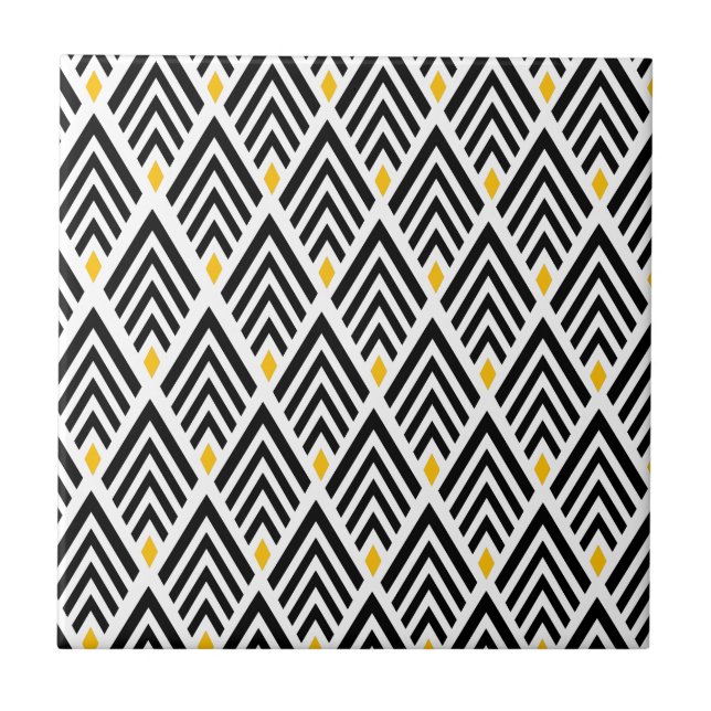 Zwanzigerjahre Kunst-Deko-Pfeile mit Goldakzent Fliese (Vorderseite)