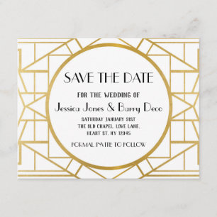 Zwanzigerjahre Kunst-Deko Wedding Gatsby Save the Save The Date