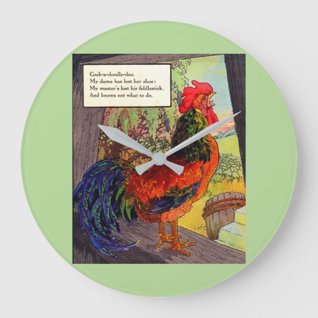 Zwanzigerjahre Mutter Gans - Hahn Große Wanduhr (Vorderseite)