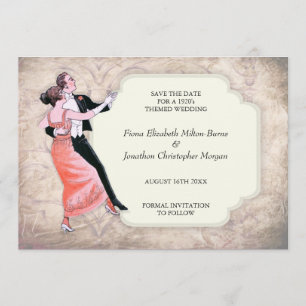 Zwanzigerjahre Save the Date Vintage Tanzen-Paare