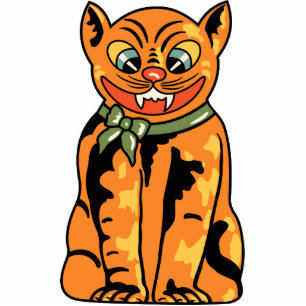 Zwanzigerjahre Vintage Deutsch-Halloween-Katze Fotoskulptur Magnet