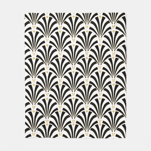 Zwanzigerjahre Vintage Kunst-Dekopalmetto-Fans Fleecedecke (Vorderseite)