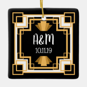 Zwanzigerjahre Vintager Geo Kunst-Deko   Keramikornament