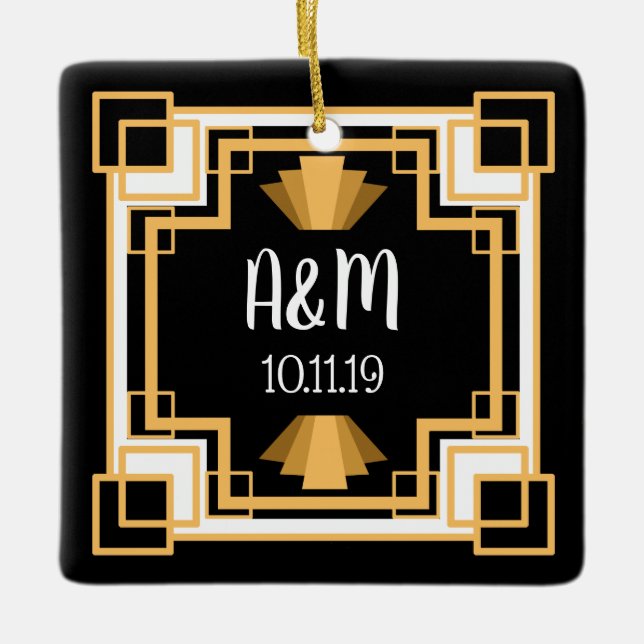 Zwanzigerjahre Vintager Geo Kunst-Deko | Keramikornament (Vorderseite)