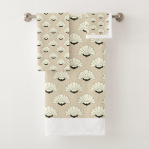 Zwanzigerjahre Vintager Kunst-Deko-beige u. Badhandtuch Set
