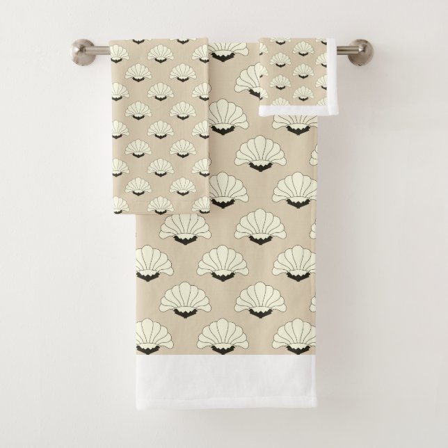 Zwanzigerjahre Vintager Kunst-Deko-beige u. Badhandtuch Set (Insitu)