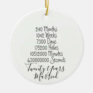 Zwanzigster Hochzeitstag 20 Jahre verheiratet Keramik Ornament