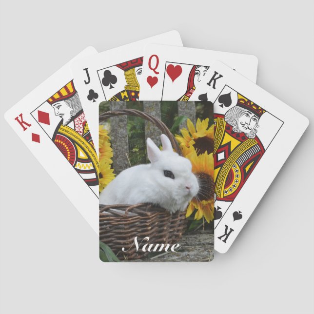 Zwarf Hotot Bunny Rabbit mit Sonnenblumen Spielkarten (Rückseite)