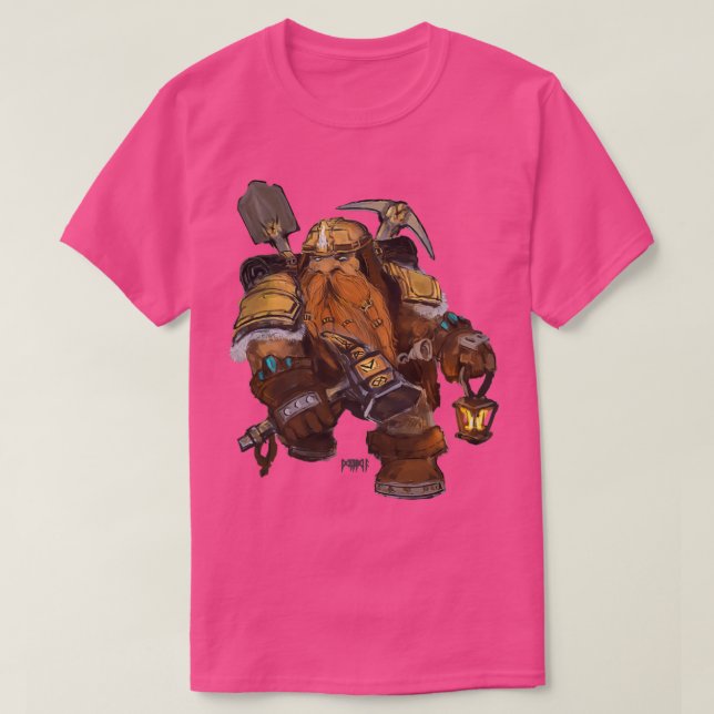 Zwarf Miner Fantasy Illustration T-Shirt (Design vorne)