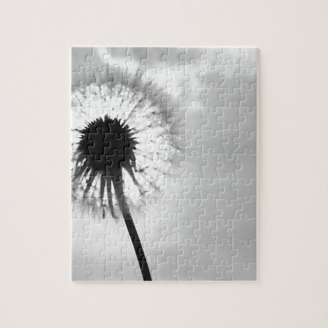 Zwart wit Paardebloem Black and White Dandelion Puzzle (Vertikal)