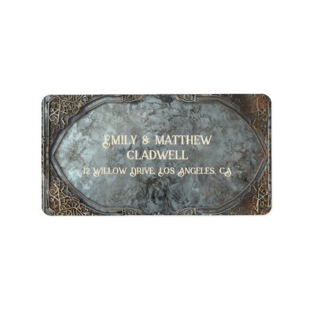 Zwarven Splendor Fantasy Wedding Adressaufkleber (Vorne)