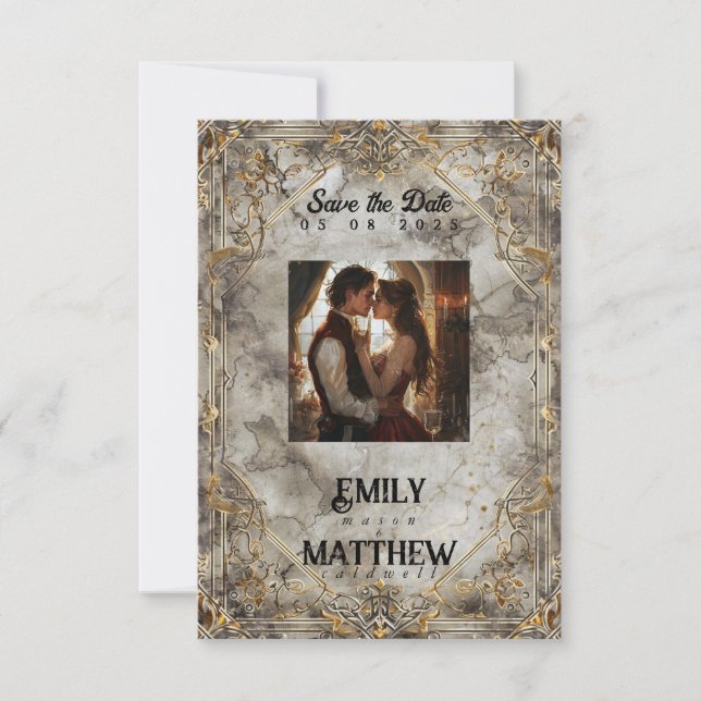 Zwarven Splendor Fantasy Wedding Save The Date (Vorderseite)
