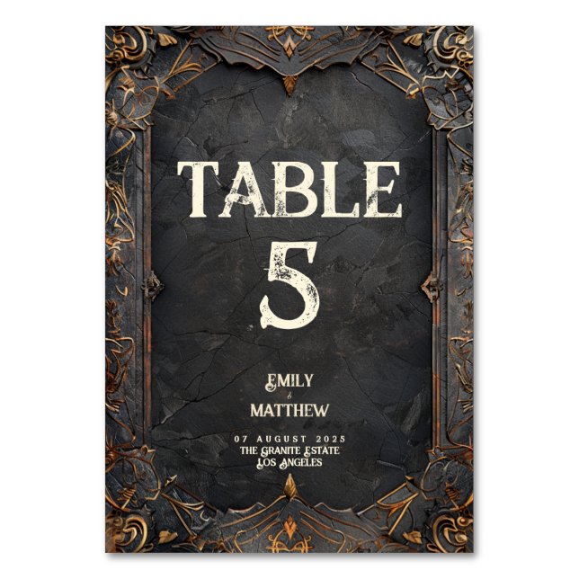 Zwarven Splendor Fantasy Wedding Tischnummer (Vorderseite)