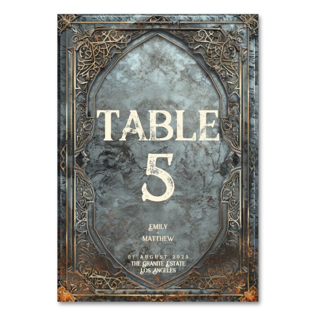 Zwarven Splendor Fantasy Wedding Tischnummer (Vorderseite)