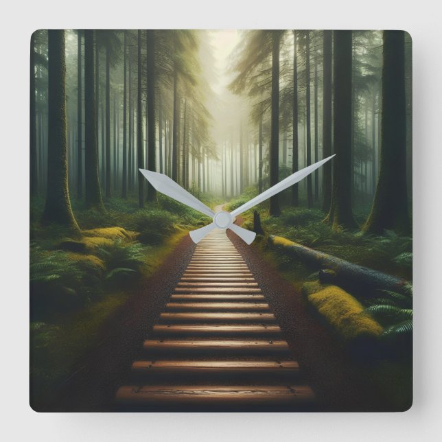 "Zweckmäßige Reise"-Uhr Quadratische Wanduhr (Vorderseite)