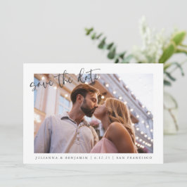 Zwei 2 Foto Minimalistische Skripte Elegante Hochz Save The Date