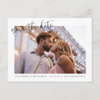 Zwei 2 Foto Minimalistisches Skript Save the Date