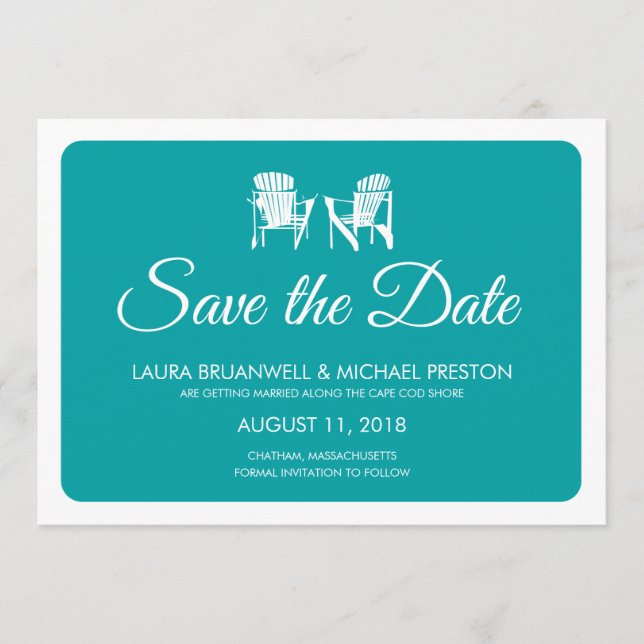 Zwei Adirondack-Stühle Save the Date (Vorderseite)