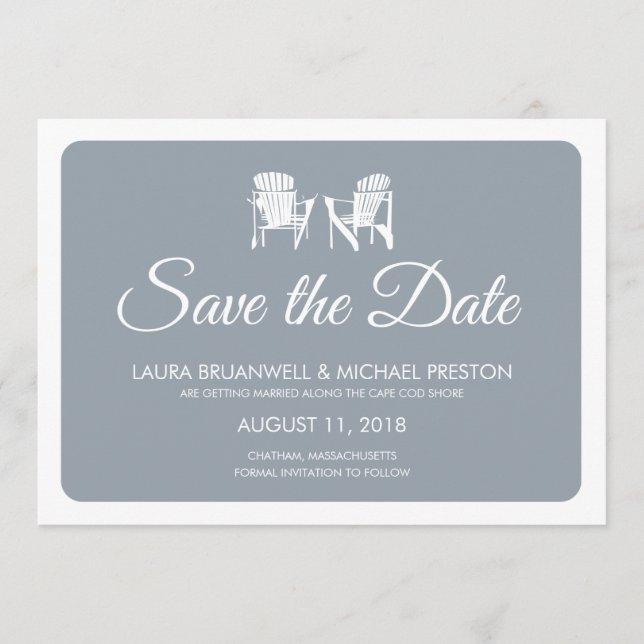 Zwei Adirondack-Stühle Save the Date (Vorderseite)