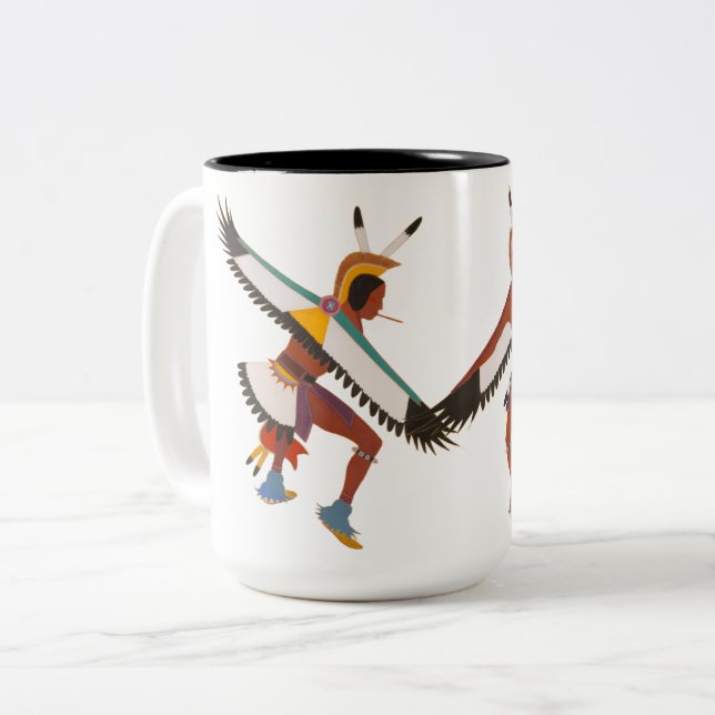 Zwei Adler-Tänzer Zweifarbige Tasse (Vorderseite Links)