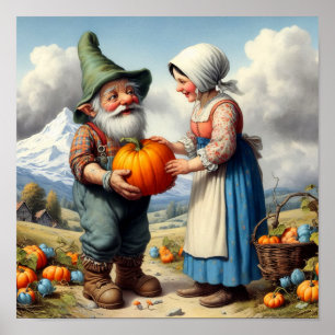 Zwei Adorable Adult Munchkins in einem Pumpkin-Pat Poster