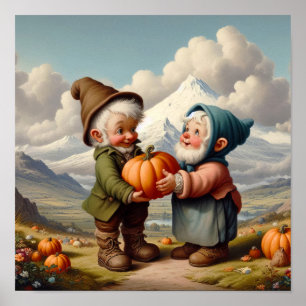 Zwei Adorable Adult Munchkins in einem Pumpkin-Pat Poster