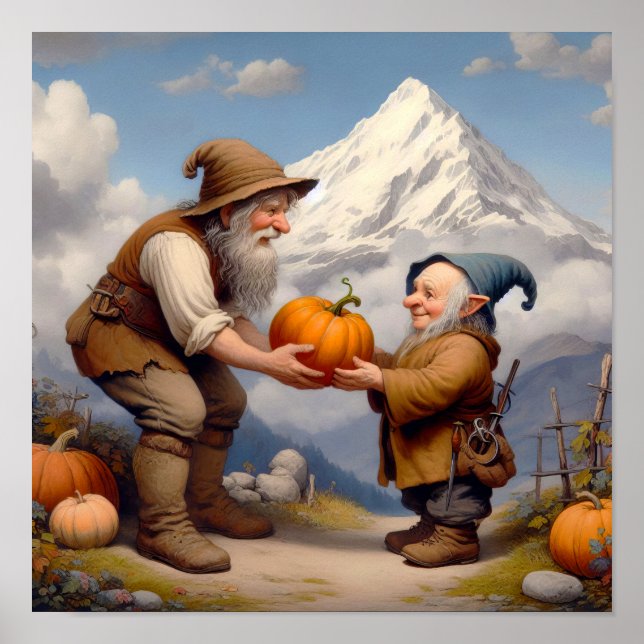 Zwei Adorable Adult Munchkins in einem Pumpkin-Pat Poster (Vorne)