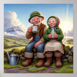 Zwei Adult Munchkins genießen Kaffee Poster