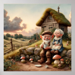 Zwei Adult Munchkins genießen Kaffee Poster