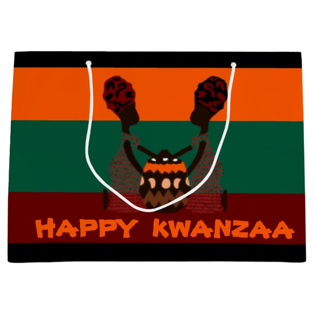 Zwei Afrikanerinnen und ein Basket Happy Kwanzaa T Große Geschenktüte (Vorderseite)
