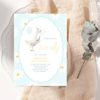 Zwei alberne Gans Daisy Mädchen 2. Geburtstagseinl Einladung
