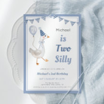 Zwei Alberne Gänse Junge 2. Geburtstag Party Einla