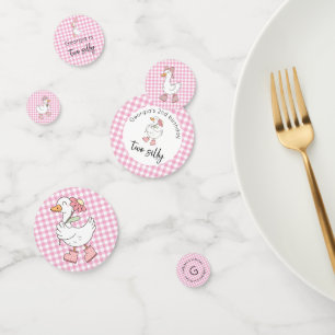 Zwei Alberne Gänse Rosa Geburtstag Konfetti