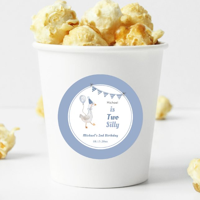 Zwei Alberne Gänseblauer Junge 2. Geburtstag Runder Aufkleber (Von Creator hochgeladen)