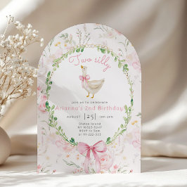 Zwei alberne Gänseblütenpink Bow Girl 2. Geburtsta Einladung