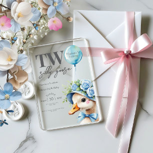 Zwei Alberne Gänsejunge zum 2. Geburtstag Einladun Acryleinladungen