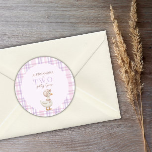 Zwei Alberne Goose Girl 2. Geburtstag Party Vielen Runder Aufkleber