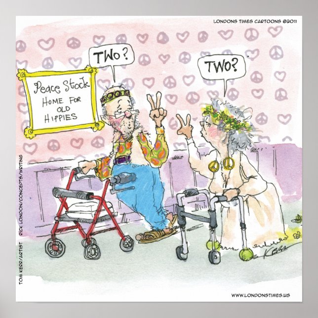 Zwei Alte Hippies Funny Poster von Rick London (Vorne)