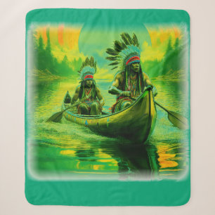 Zwei Amerikanische Ureinwohner rudern auf dem See Sherpadecke