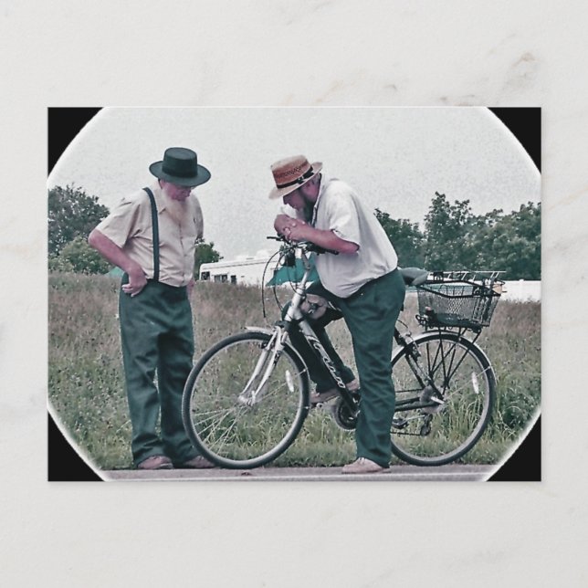 Zwei Amishmen überlegen Postkarte (Vorderseite)