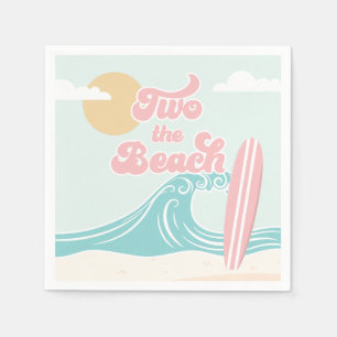 Zwei an den Strand Pink Surf Beach Geburtstag Serviette